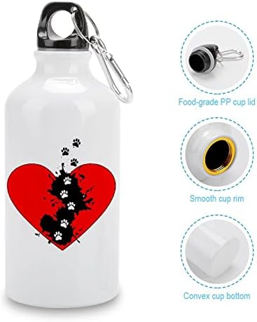 הדפסי כפה של כלבים לבקבוקי מים ספורט ניידים לבקבוקי מים עם קרבינר ומכסה טוויסט