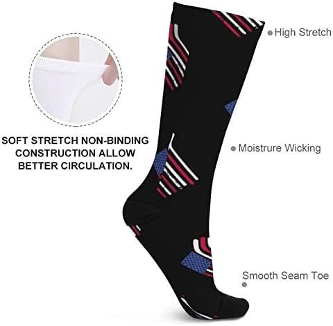 Weedkeycat דגל אמריקאי מיוצר עם מקלות הוקי גרביים גרביים חידוש הדפס מצחיק עובי בינוני מזדמן גרפי לסתיו וחורף