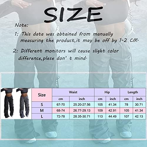 מכנסיים רחבים של Keusn לנשים בתוספת מכנסי מצנח רחבים בגודל לנשים Y2K אימון מכנסי מטען עם בגדי רחוב בכיסים