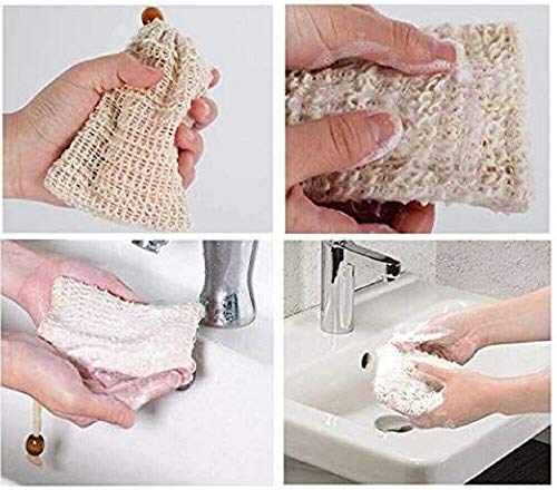 ארהב 4 חבילה טבעי סיסל סבון תיק פילינג סבון שומר פאוץ מחזיק