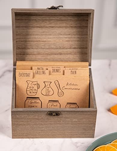 קופסת עץ - קופסת אחסון מעץ - קופסת מתכונים מעץ עם מכסה ואבזם מתכת - קופסת מתכונים כפרית וינטג