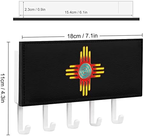זיה שמש-זיה פואבלו - ניו מקסיקו מפתח מחזיק עבור קיר תפאורה עם 5 ווי פו קיר רכוב מפתחות קולב ארגונית