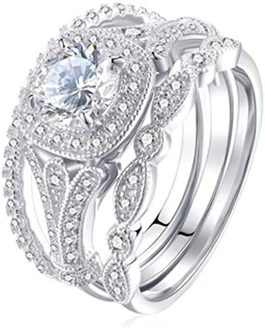925 טבעת כלה מכסף מערכים טבעות אירוסין טבעות הבטחה וינטג