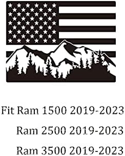יוקאוטו אחורי אחורי חלון אמצעי מדבקות מדבקות RAM 1500 2500 3500 2019-2023 סצנת ההר סצנת דגל אמריקאי