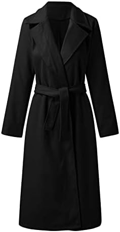 מעיל חורף TWGONE לנשים מעיל צמר אלגנטי מעילים ארוכים מעיל מעיל דש מעיל עניבה עם כיסים