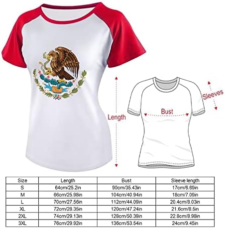 דגל מקסיקו לנשים שרוול קצר חולצת טריקו בייסבול גרפי גרפי רגלן קיץ כותנה עליונה