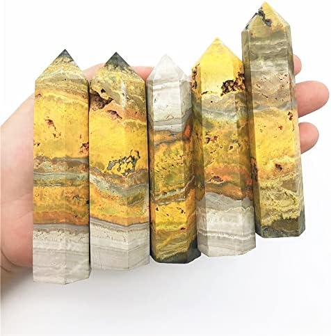 Ertiujg husong312 1pc גביש צהוב טבעי עמוד משושה עמוד גביש נקודת קישוט מינרלים ריפוי שרביט אבנים