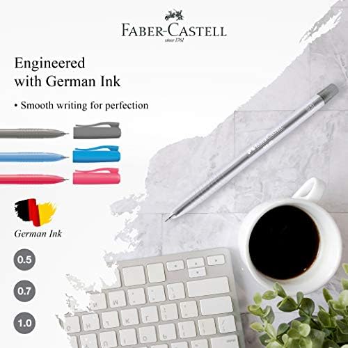 Paber -Castell NX 23 חבילת עט כדור של עיצוב 4 -FROSTED, אחיזה מט, עט סופר חלק, כובע מאוורר, עמיד במים,