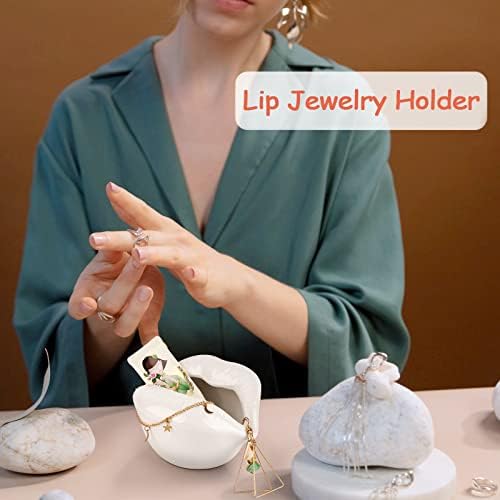 קרמיקה שפות אדומות שפתון טבעת מחזיק תכשיטי מגש מתלה דקורטיבי קוסמטי אחסון תצוגת מחזיק שולחן העבודה