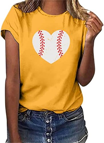 יבש טי חולצות נשים נשים מקרית בייסבול הדפסה קצר שרוולים צוות צוואר רופף חולצת טי חולצה חולצות נשים