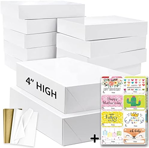 12 קופסאות עטיפת מתנה גדולות במיוחד במיוחד בוליק עם מכסים, 12 נייר רקמה ו -80 מדבקות שונות של יום