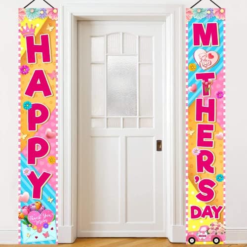 71& 34; איקס 12& 34; באנר יום אמהות שמח, קישוטי יום אמהות שמחים, שלט מרפסת קבלת פנים יום אמהות עבור