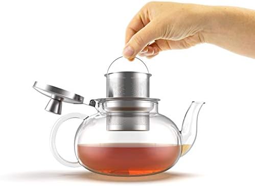 Verre Collection קומקום זכוכית קומקום תואם תואם עם פלדה אל חלד נשלפת, תה עלים רופף, סיר תה ובטוח של כיריים.