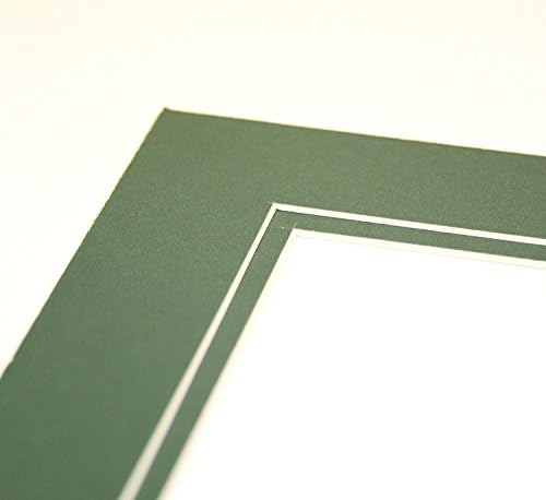 Topseller100, חבילה של 10 מחצלות תמונה ירוקות כהות 11x14 מחצלות עם פוע ליבה לבן חתוך עבור 8x10 תמונות