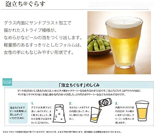 זכוכית טויו סאסאקי 42021-302 כוס בירה, שקופה, 12.2 אונקיות, בד מוקצף, גדול, תוצרת יפן