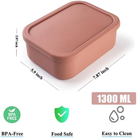 3 תא סיליקון בנטו קופסת ארוחת צהריים לילדים בוגרים, 3 תאים מיכל מזון אטום דליפה ללא דליפות BPA קופסאות