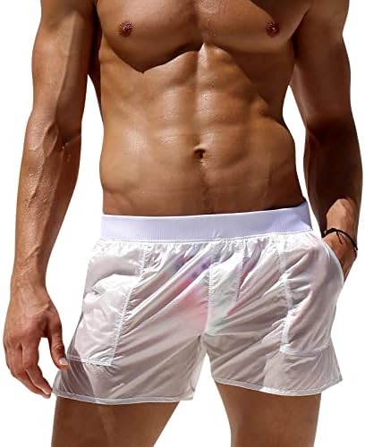 מהיר לגברים מהיר ללא מסודר מכנסיים סקסיים קצרים אופנה מכנסיים מזדמנים ספורט מכנסי שחייה חוף סיבים שחייה גבוהה