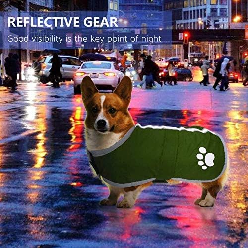 חנות אופנה אופנתית מעיל שמיכת כלבים מעיל חורף הפיך עם מעטפת אטומה למים, בטנת פליס ורצועה רפלקטיבית והדפסת PAW 3