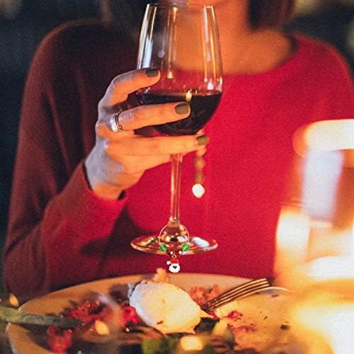 חג המולד יין זכוכית טבעת קסמי תגים איל סנטה יין זכוכית אבזם זכוכית גביע לשתות סמני יין טובות שמפניה קוקטייל