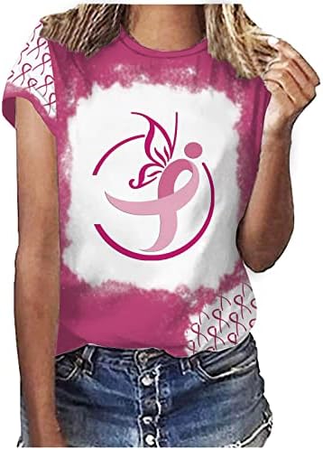 חולצת מודעות לסרטן השד נשים באוקטובר אנו לובשים שרוול קצר ורוד שרוול קצר פרפר חמוד סרט גרפי גרפי