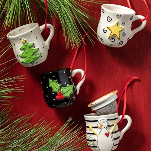 ספל קפה דמדקו ספל לבן 2.5 x 2.5 קרמיקה קרמיקה קישוטי חג קישוטי חג של 4