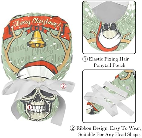 2 חבילות כובע עבודה של נשים עם כפתורים סרט עניבת סרט אחורי עץ חג המולד בציר אפור ירח שיער ארוך