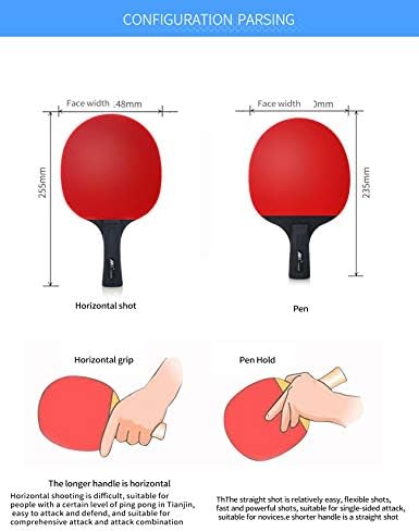 מחבט טניס שולחן Jueshanzj סט 2 מחבטים מקצועיים 3 כדורי ABS עם תיק נייד