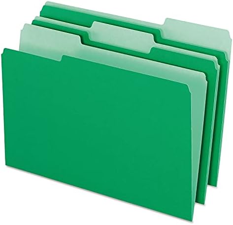 פנדפלקס 15313 תיקיות קבצים צבעוניות, 1/3 כרטיסייה עליונה חתוכה, משפטית, ירוק / ירוק בהיר, 100 / תיבה