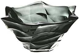 קערת זכוכית קריסטל בוהמית צ'כית 7 ''-דיא גריי-סמוק '' פלמנקו '' וינטג 'עיצוב אירופי עיצוב אלגנטי פירות פירות