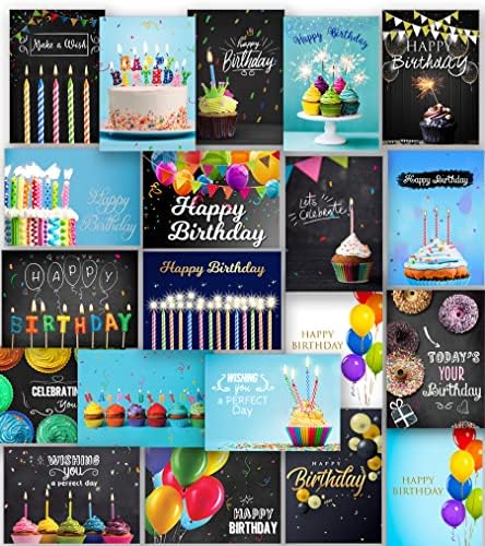 100 כרטיסי יום הולדת שמח בכמויות גדולות עם מעטפות, מדבקות וברכות יום הולדת גנריות בפנים-גדול בגודל 5 על