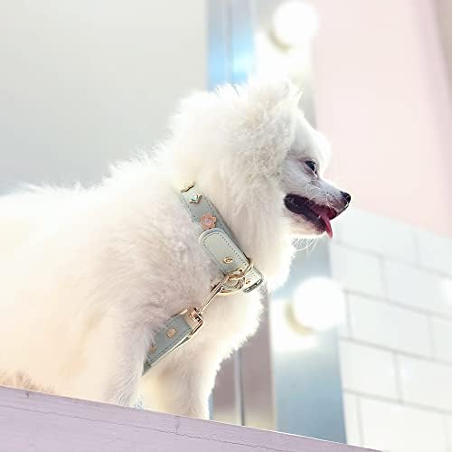 צווארון כלבים ריינסטון עור פו - צווארון כלבים בלינג עם גבישים, עיצוב פרחים - אביזרי אופנה לחיות