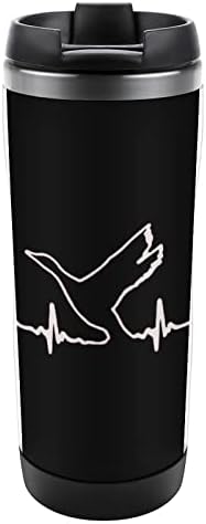 עופות מים ברווז ציד פעימות לב ספלי קפה עם מכסה עם כוסות מבודדות מפלדת אל חלד בקבוק מים קיר כפול