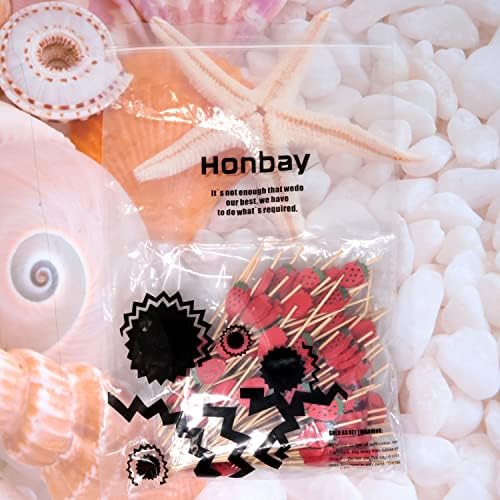Honbay 100 pcs במבוק קוקטייל תות בוחרים קיסמי שיניים מקלות פרי מצחיקים שיפודי מתאבן לקישוטים למסיבת יום