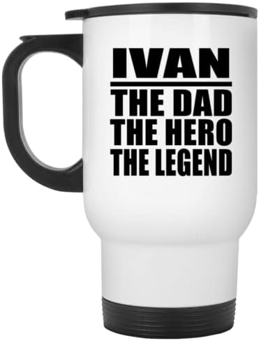 מעצב את איוואן האבא הגיבור האגדה, ספל נסיעות לבן 14oz כוס מבודד מפלדת אל חלד, מתנות ליום הולדת יום הולדת חג