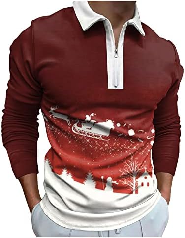 ג'ונג 'חולצות חג מולד מצחיקות חולצות שרוול ארוך שרוול ארוך חולצה רוכסן רזה כושר גולף מודפס גולף
