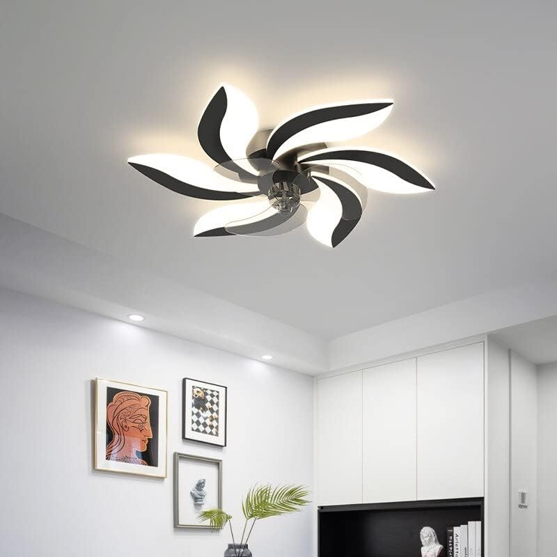Chezmax מאוורר פרחים חדש לסלון אורות בית חדר שינה נורות תקרת LED מודרנית עם גופי בהירות שלט רחוק