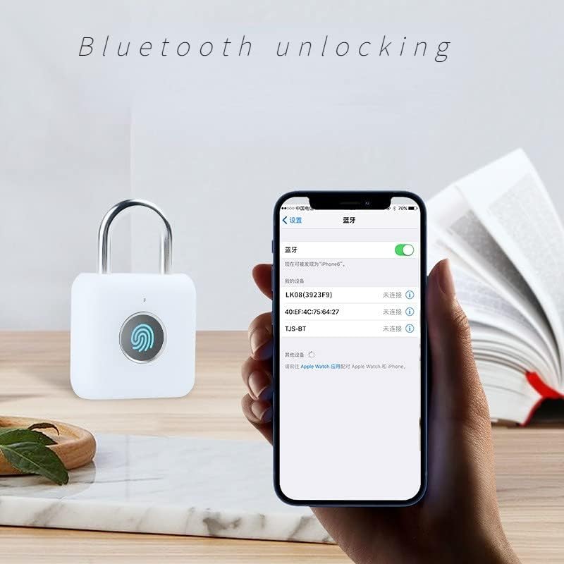 מנעול טביעות אצבע של Ausqo Bluetooth מנעול מיני חכם מנעול חכם ללא מפתח USB נטען ביומטרי ביומטרי, מנעול אבטחה