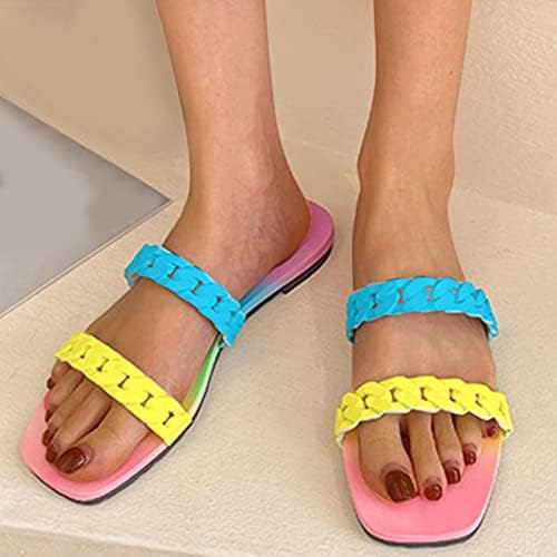 נעלי בית לנשים ברשת חיצונית מקורה חוף אביב חוף קשת קיץ צבעוני קיץ שטוח כפכפים כפכפים סנדלים
