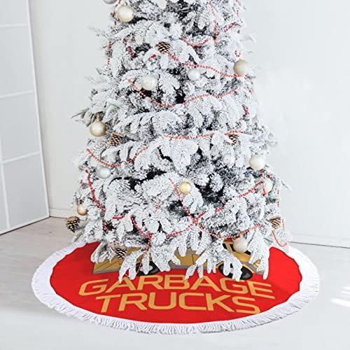 משאיות זבל אהבה הדפיס חצאית עץ חג המולד עם ציצית למסיבת חג שמח מתחת לעץ חג המולד