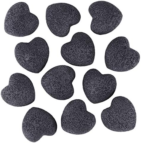 צרור Mookaitedecor - 2 פריטים: חבילה של 10 גבישים צורת לב סלע לבה שחור וחבילה של צורת 15 כוכבים מיני אבני