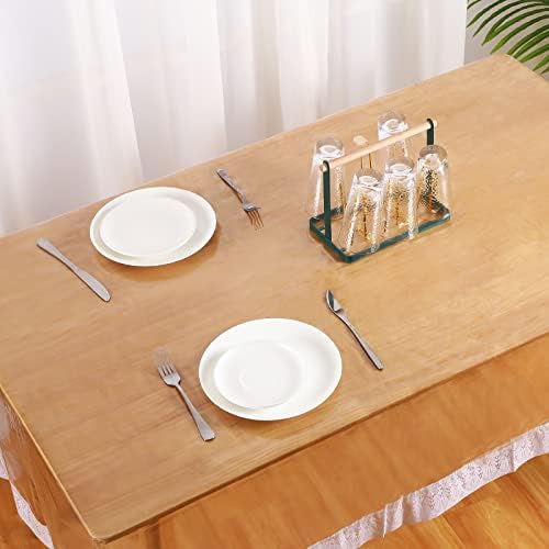 מיקסוור צלול ויניל שולחן מגן שולחן פלסטיק כיסוי שולחן אטום שולחן שולחן אוכל כיסוי שולחן תחרה לבן לשולחן