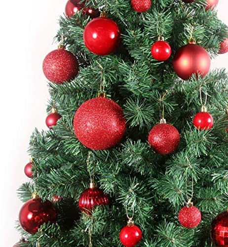 אדום 3.2 אינץ 'כדורי חג מולד גדולים - קישוט קישוט עץ חג המולד קישוטי קישודים לתלייה אטומה ליום