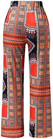 מכנסי הדפס אפריקאים של Dashiki מכנסיים לנשים מכנסי רגל רחבים מזדמנים מזדמנים מותניים רופפים פלאצו טרקלין אימון