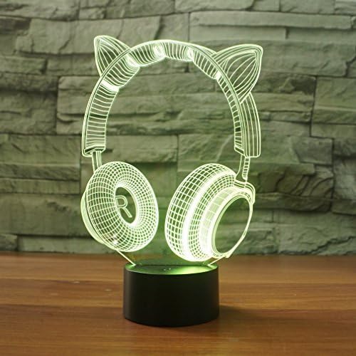 אוזניות אוזניות חתול תלת מימדיות לילה אור USB מתג מגע עיצוב שולחן שולחן שולחן מנורות אשליה אופטית