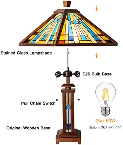 מנורת שולחן שולחן של קפולינה טיפאני, 3 אור 15x15x26 אינץ
