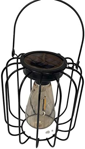 מנורת עץ תלויה סולארית - נורה עתיקה מופעלת סולארית מנורת מבטא חיצונית - חתיכה אחת