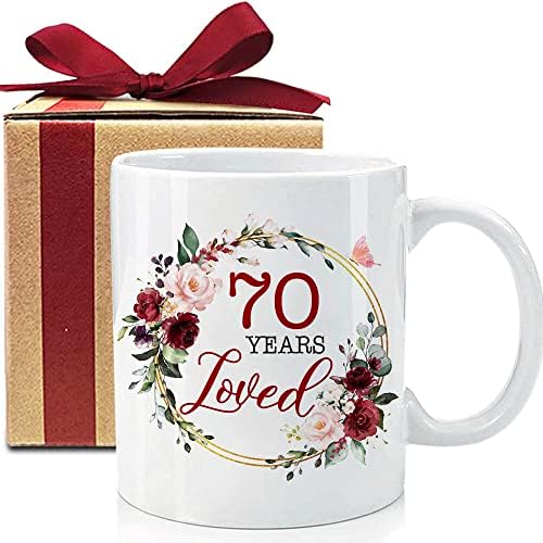 אנואנה 70 יום הולדת ספל קפה, 70 שנים אהב ספל מתנות לנשים, 70 גרלנד יום הולדת ספל מתנה מתנה עבור סבתא שלה
