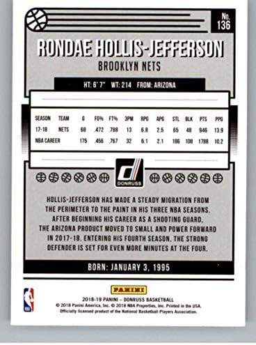 2018-19 דונרוס 136 רונדה הוליס-ג'פרסון ברוקלין נטס NBA כרטיס מסחר בכדורסל