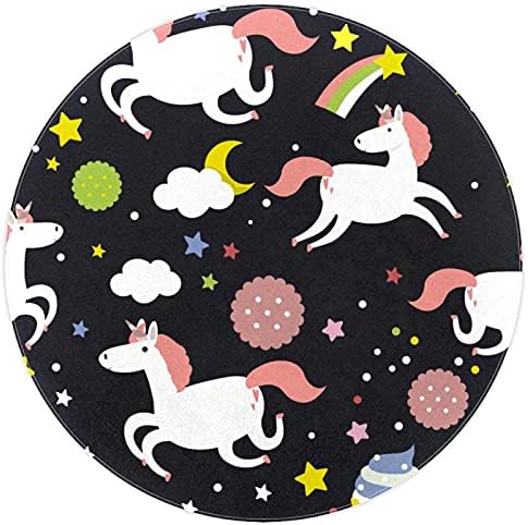 Llnsupply גודל גדול 5 ft ילדים עגולים אזור משחק שטיח שטיח חמוד כוכבי קאפקייקס חמוד כוכבי רקע שחור