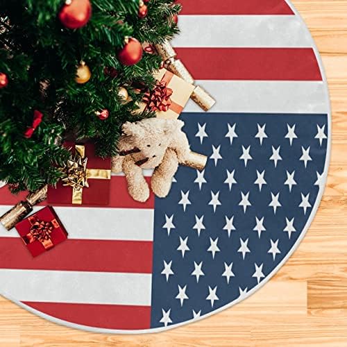 אלזה 4 ביולי קישוט חצאית עץ פטריוטי, קישוט חצאית עץ חג המולד קטן 35.4 אינץ 'עם דגל אמריקאי ליום העצמאות קישוטי